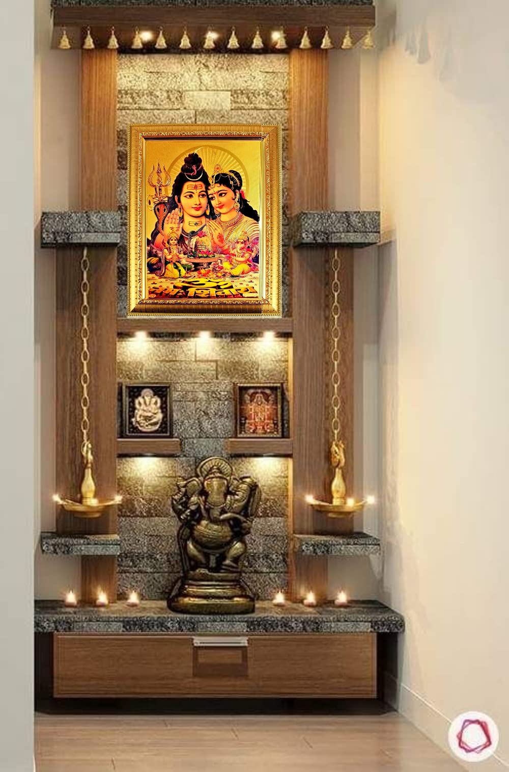 Suninow Wood Hindu Bhagwan Devi Devta Shiv Parivar God Photo Frames For Pooja, Wall Decor